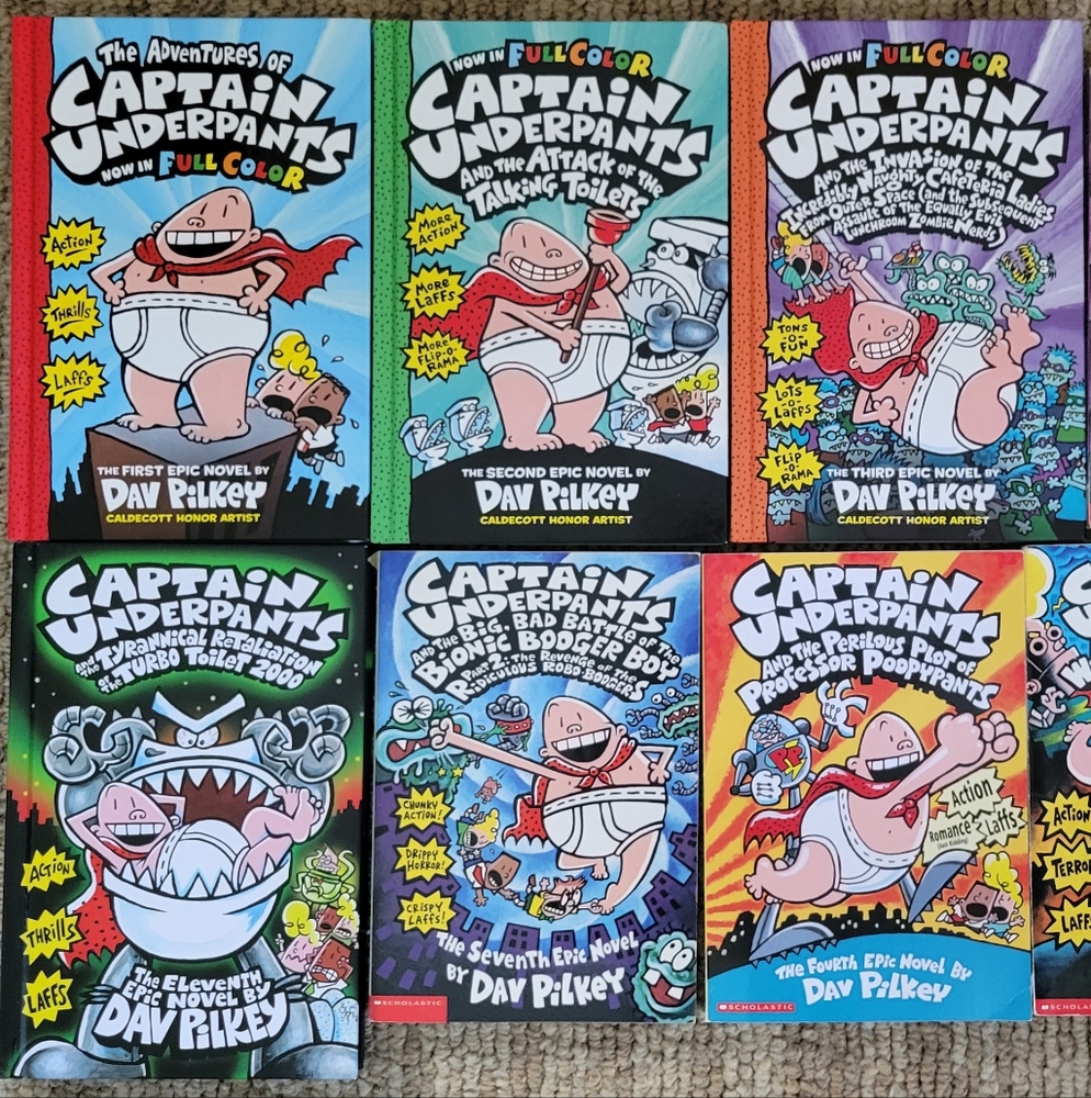 Captain Underpants by Dav Pilkey books - lot of 9